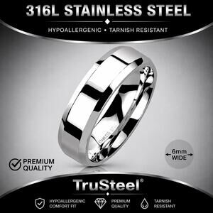 316L Stainless Steel Wedding Band Ring Comfort Fit Mens Womens Silver Size 10